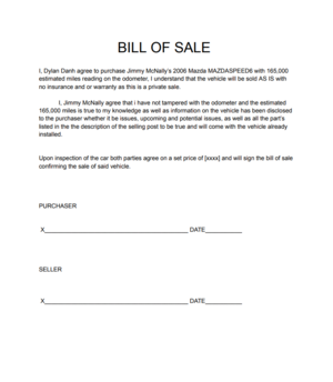 Original bill of sale